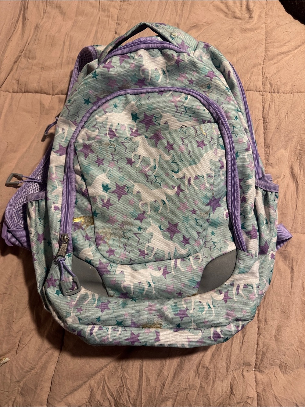 Source Unknown Lavender and Mint Unicorn Backpack with Star Print